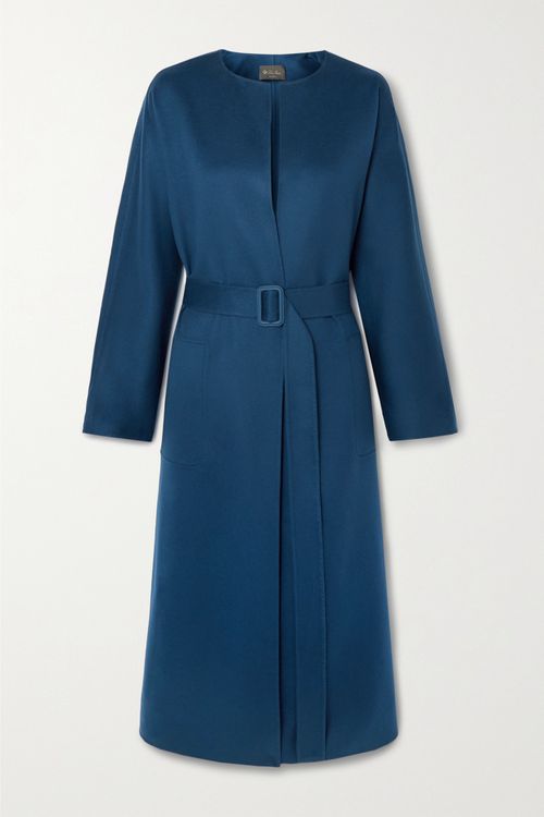 Emilien Belted Cashmere Coat - Blue - small