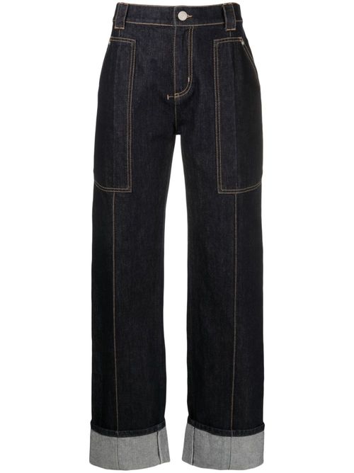 Turn-up straight-leg jeans - Blue