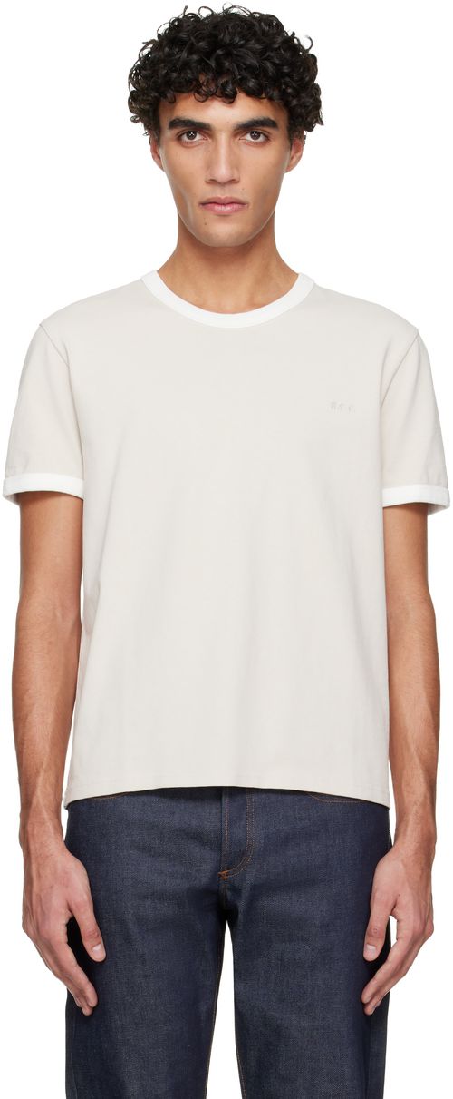 Beige Embroidered Logo T-shirt