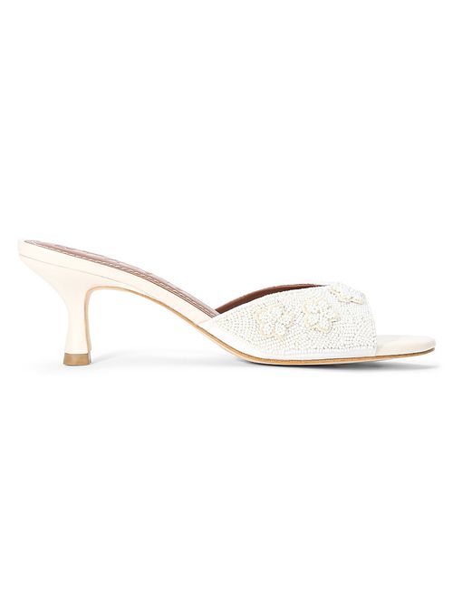 Women's Brigitte 60MM Floral-Beaded Mules - Garden Party