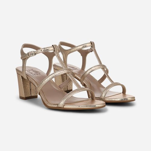 Bristol-Cage Strappy Dress Sandals, Champagne Snake Faux Leather