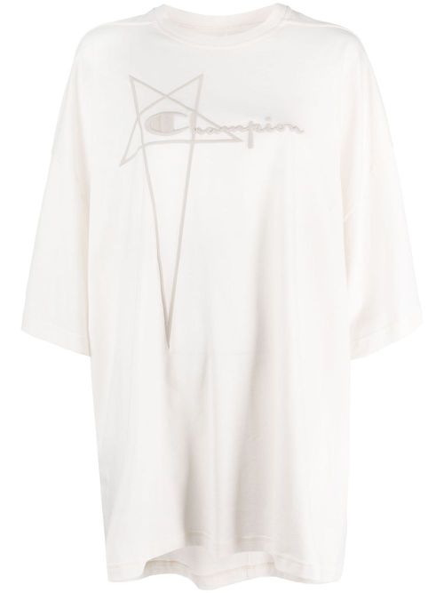 Logo-embossed oversized cotton T-shirt - Neutrals