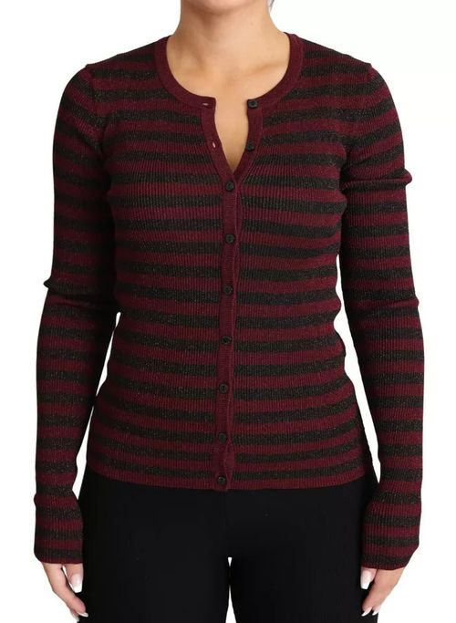 Striped Viscose Cardigan — Red