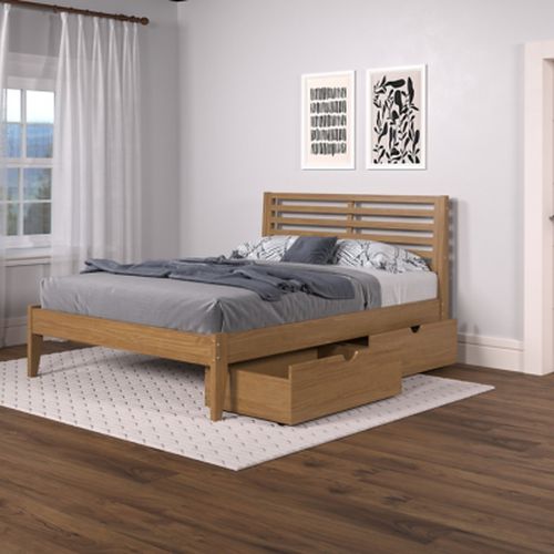 Donco Kids Roan Queen Platform Bed with Dual Underbed Drawers, Urban Oak