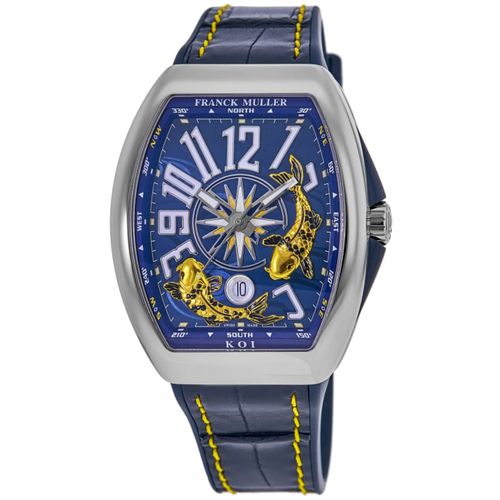 Vanguard Limited Edition 41mm Yachting Koi Blue Dial Rubber & Leather Strap Men's Watch V 41 YT SC DT JA AC BL
