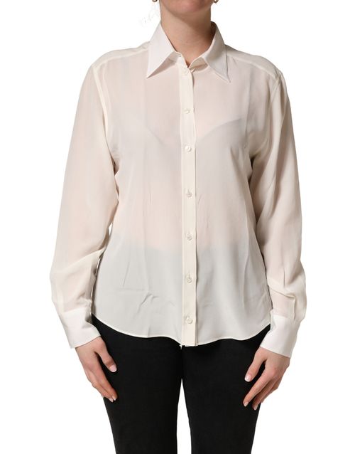 Silk Collared Blouse — White
