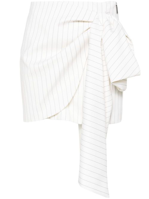 Bow-detail pinstriped miniskirt - White