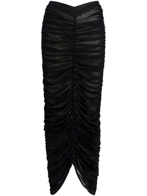 Laure ruched silk skirt - Black