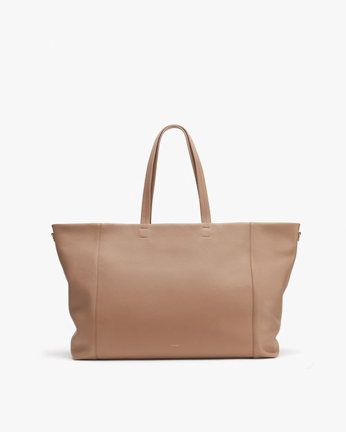 Women's Easy Overnighter Bag in Cappuccino | Pebbled Leather