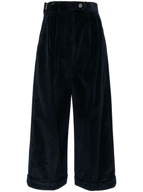 Corduroy pleat-detail trousers - Blue