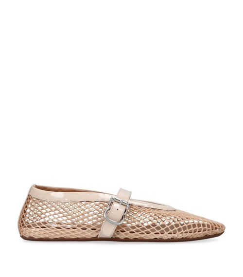 Leather Mesh Ballet Flats