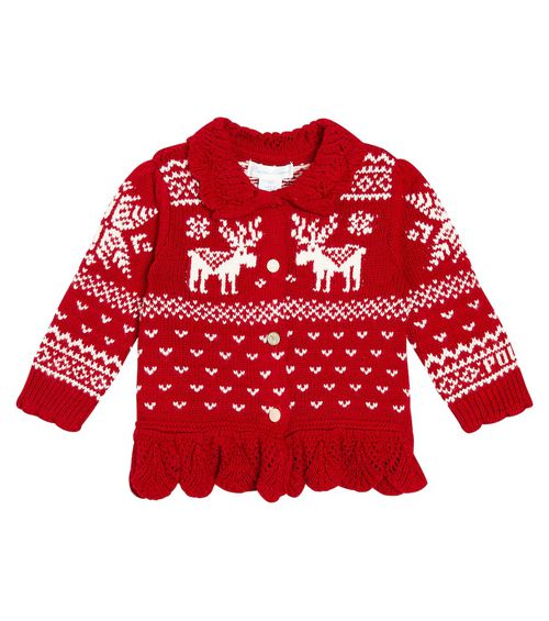 Polo Ralph Lauren Kids Baby intarsia cotton and wool cardigan