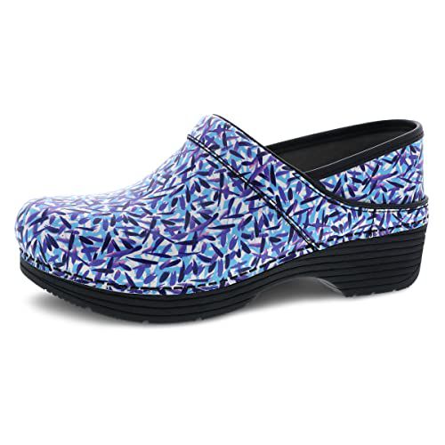 Dansko LT Pro Clogs for Women – Lightweight Rocker Bottom Footwear for Comfort and Support – Ideal for Long Standing Professionals Blue Dash Clogs