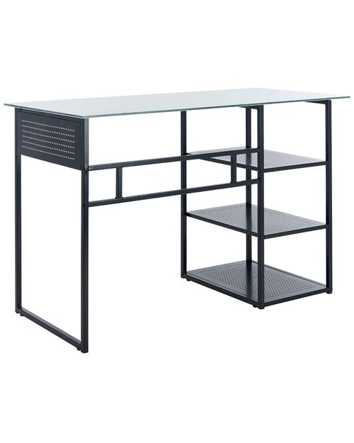 Xyla 3 Shelf Glass Top Desk