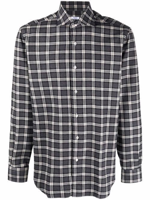 Plaid-check print shirt - Grey
