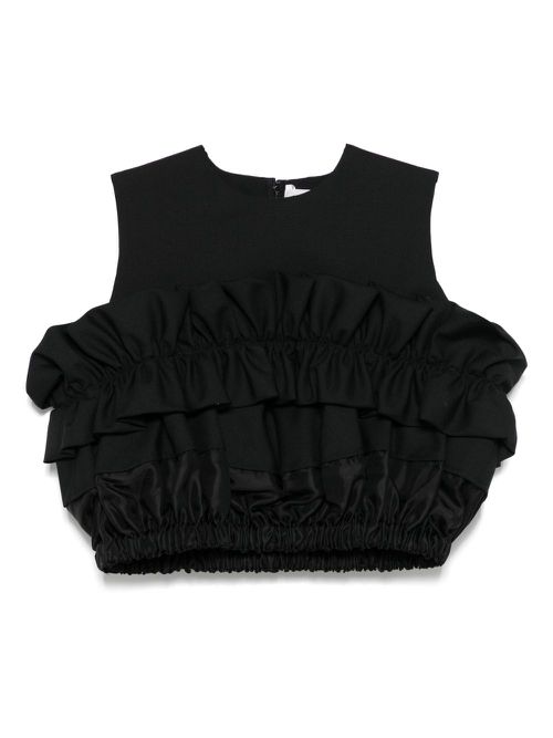 Noir Kei Ninomiya ruffle-detail crop top - Black