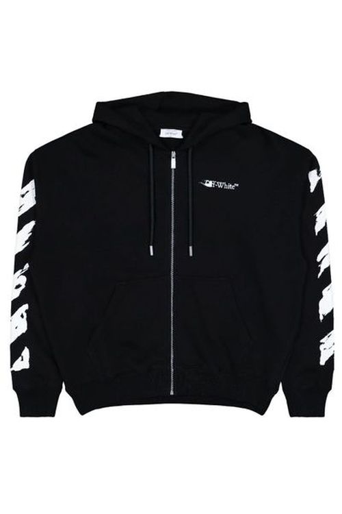 Off-White Zip-Up Drawstring Hoodie