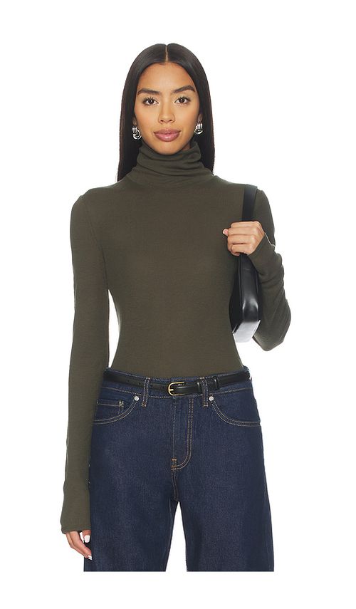 SAMSOE SAMSOE Sasonnet Long Sleeve Turtleneck in Dark Green. - XL also in L, M