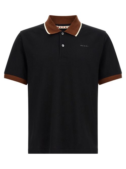 Contrasting Collar Polo Shirt — Black