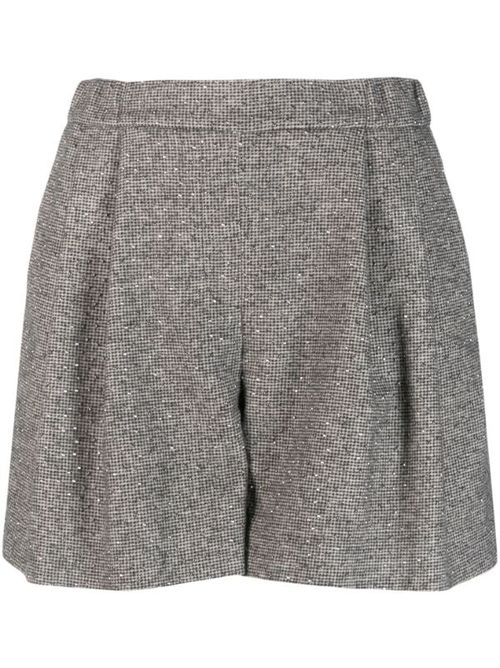 Pleated Wool-Blend Shorts — Grey