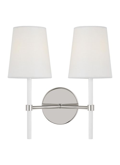 Visual Comfort Studio Monroe 2-Light Wall Sconce in Polished Nickel And Gloss White by Kate Spade New York