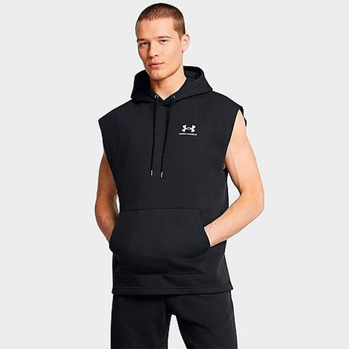 Men's UA Icon Fleece Sleeveless Hoodie in Black/White 
