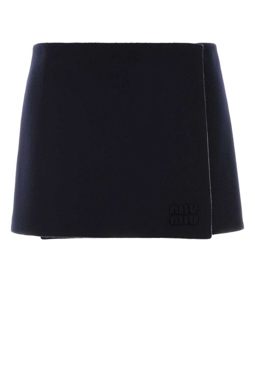 Virgin Wool-Cashmere Blend Mini Skirt — Navy