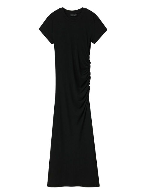 Ruched T-shirt dress - Black