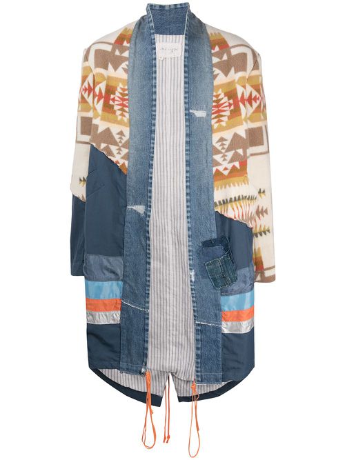 Panelled oversized-fit coat - Blue