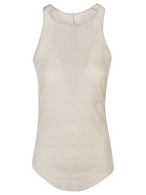 Sleeveless Mini Tank Top with Curved Hem and Signature Back Detail
