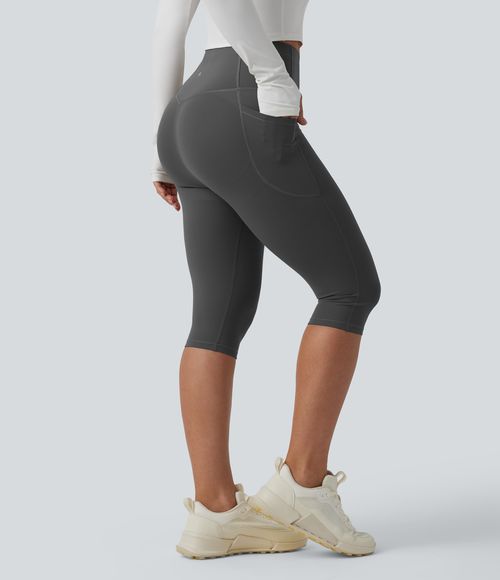 UltraSculpt™ High Waisted Butt Lifting Tummy Control Pedal Pushers Shaping Training Leggings with Pockets - Volcanic Ash