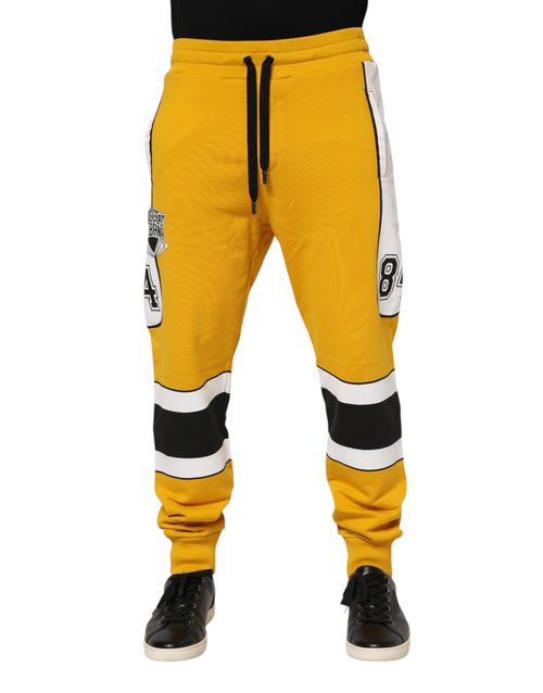 Dolce & Gabbana Yellow Cotton Drawstring Jogger Men's Pant