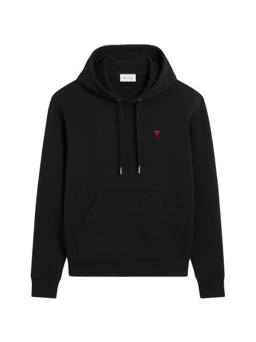 Logo-Embroidered Cotton Hoodie — Black