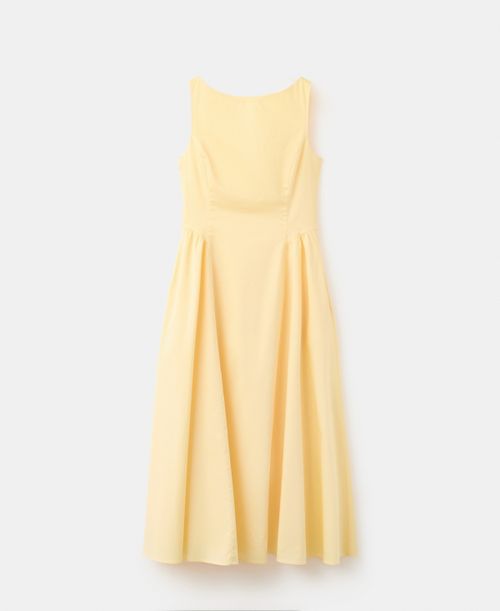 Women's Boat-Neck Ruched Dress - Pastel Yellow