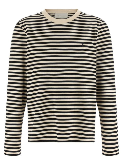 Striped Cotton T-shirt — Navy