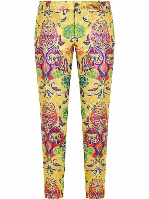Patterned jacquard tailored trousers - Yellow