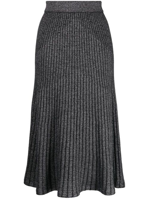Pleated cashmere midi skirt - Black