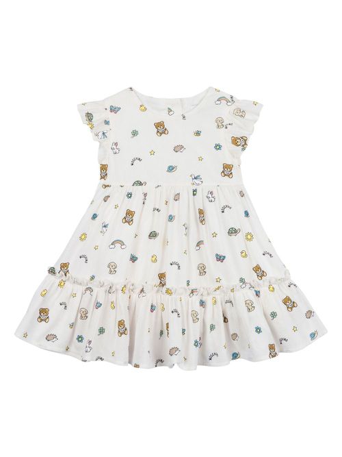 Bear-print dress - White