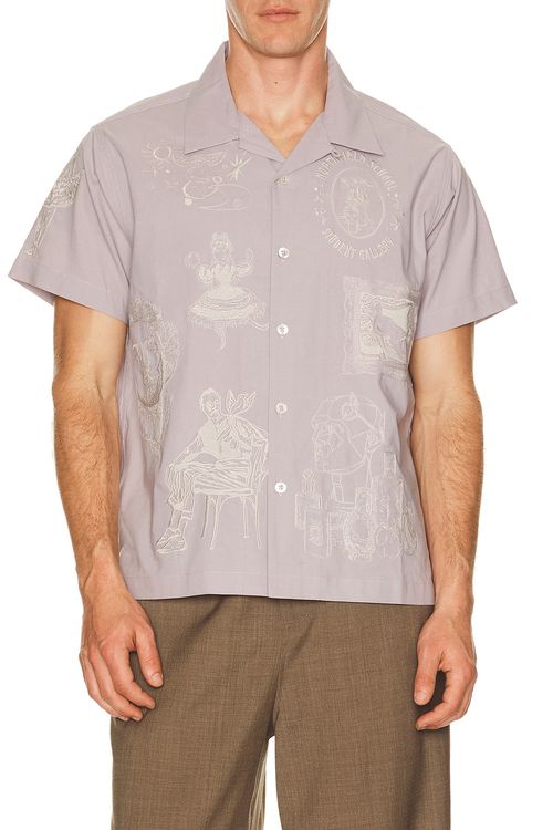 Samuel Zelig Northfield Camp Shirt in Dusty Lavender - Lavender. M also in L, S, XL/1X, XXL/2X