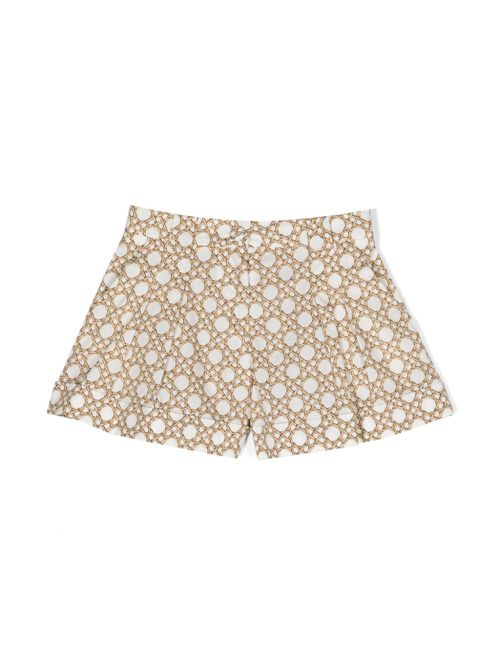 Geometric-print cotton shorts - White