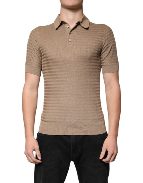 Silk Knit Polo — Brown