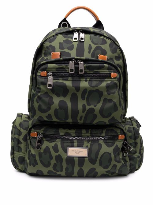Leopard-print backpack - Green