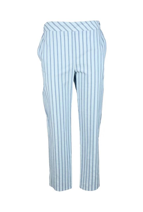 Light Blue Cropped Trousers with Classic Striped Pattern