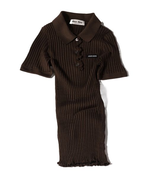 Silk knit polo shirt
