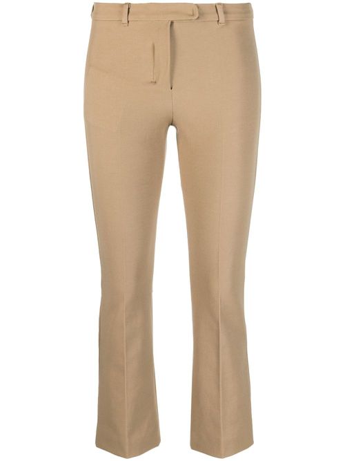 Cropped cotton-blend trousers - Neutrals