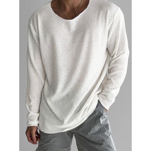 Mens Solid Crew Neck Long Sleeve T-Shirt SKUK