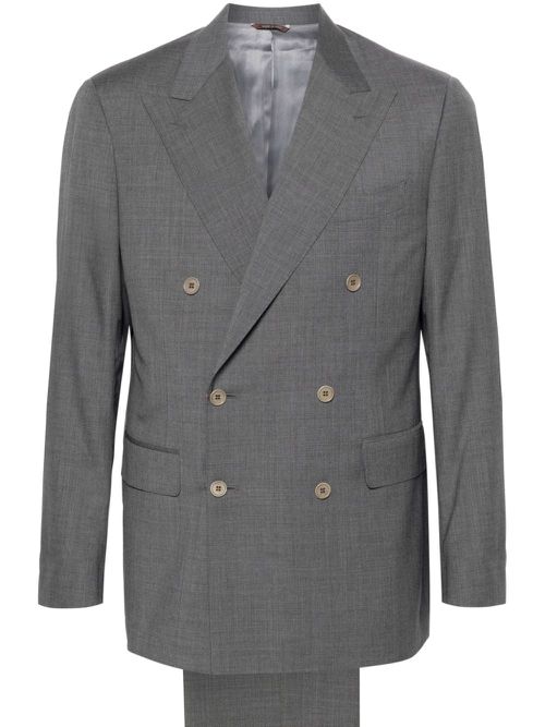 Double-breasted wool suit - Grey