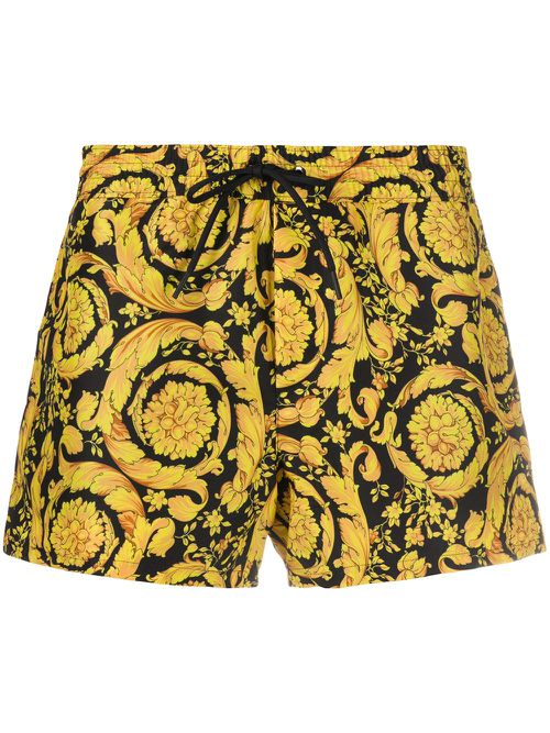 Barocco-print swim shorts - Black