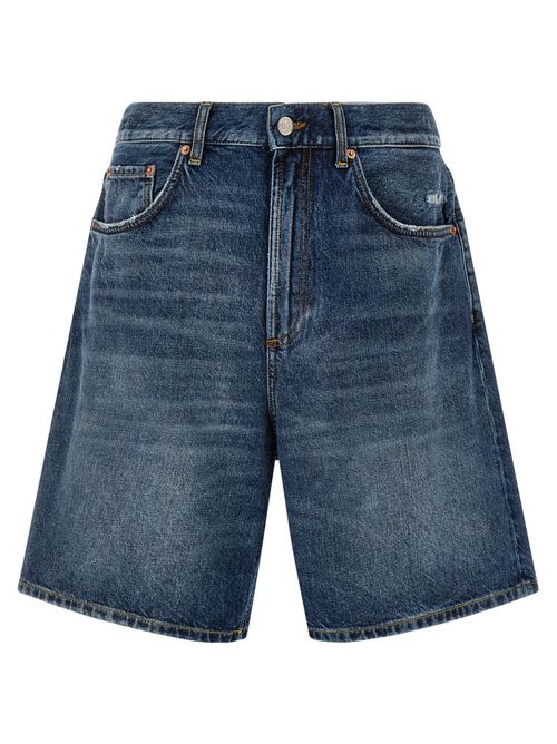 Blue Solid Denim Shorts