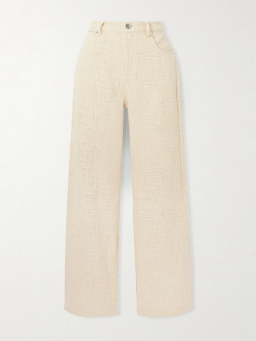 Grayson Cotton Tweed Wide-leg Pants - Ivory